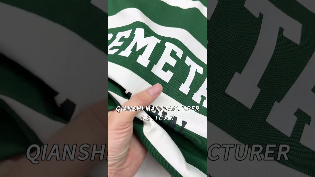 Green & White Striped Polo: Crafted Details 🎽✨ #polo  #embroidery  #garmentfactory  #streetwear
