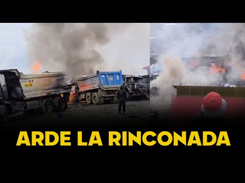CAOS EN LA MINA MÁS ALTA| Disturbios en La Rinconada, quema de equipos y uso de aparentes explosivos