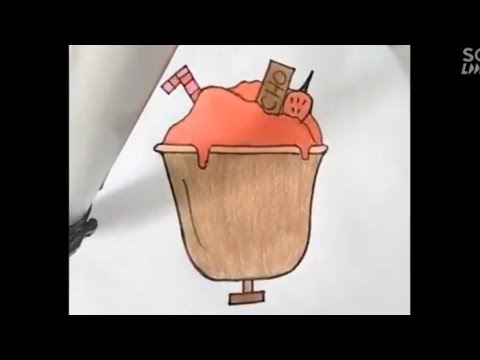 How to draw - Strawberry Ice Cream || Easy to draw || Adiba Drawing Academy