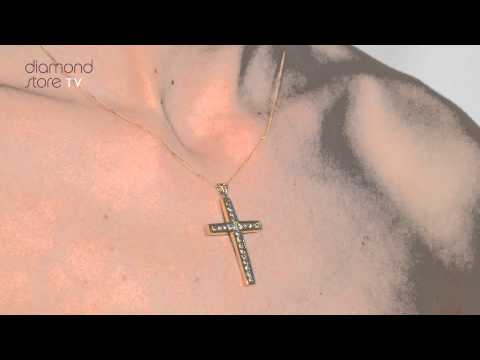 G3638 - Classy Cross Pendant 1.00CT Diamond 9K Yellow Gold W24 x L36mm