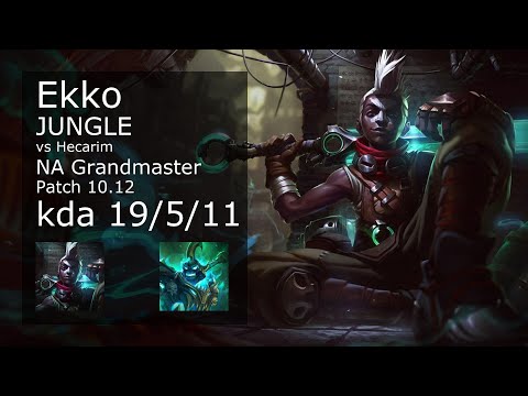 Ekko vs Hecarim Jungle - NA Grandmaster 19/5/11 Patch 10.12 Gameplay