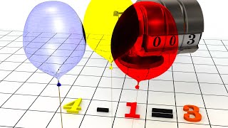 Learn Minus with Balloons and Smart Robot  Counting Easy  Numbers 12345