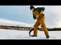 Video Thumbnail for Battling the windchill with an epic bite! Fishing for tigers and splake trout