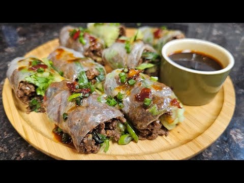 Thai Basil Beef Rolls | 30 minute meal