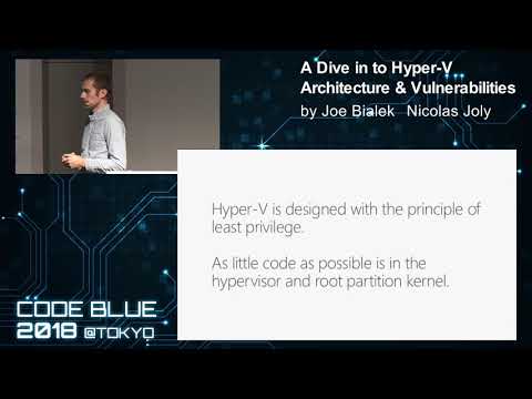 [CB18] A Dive in to Hyper-V Architecture & Vulnerabilities by Joe Bialek & Nicolas Joly