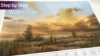 Emotional & Atmospheric Watercolor: A Glimpse into Sunset Memories