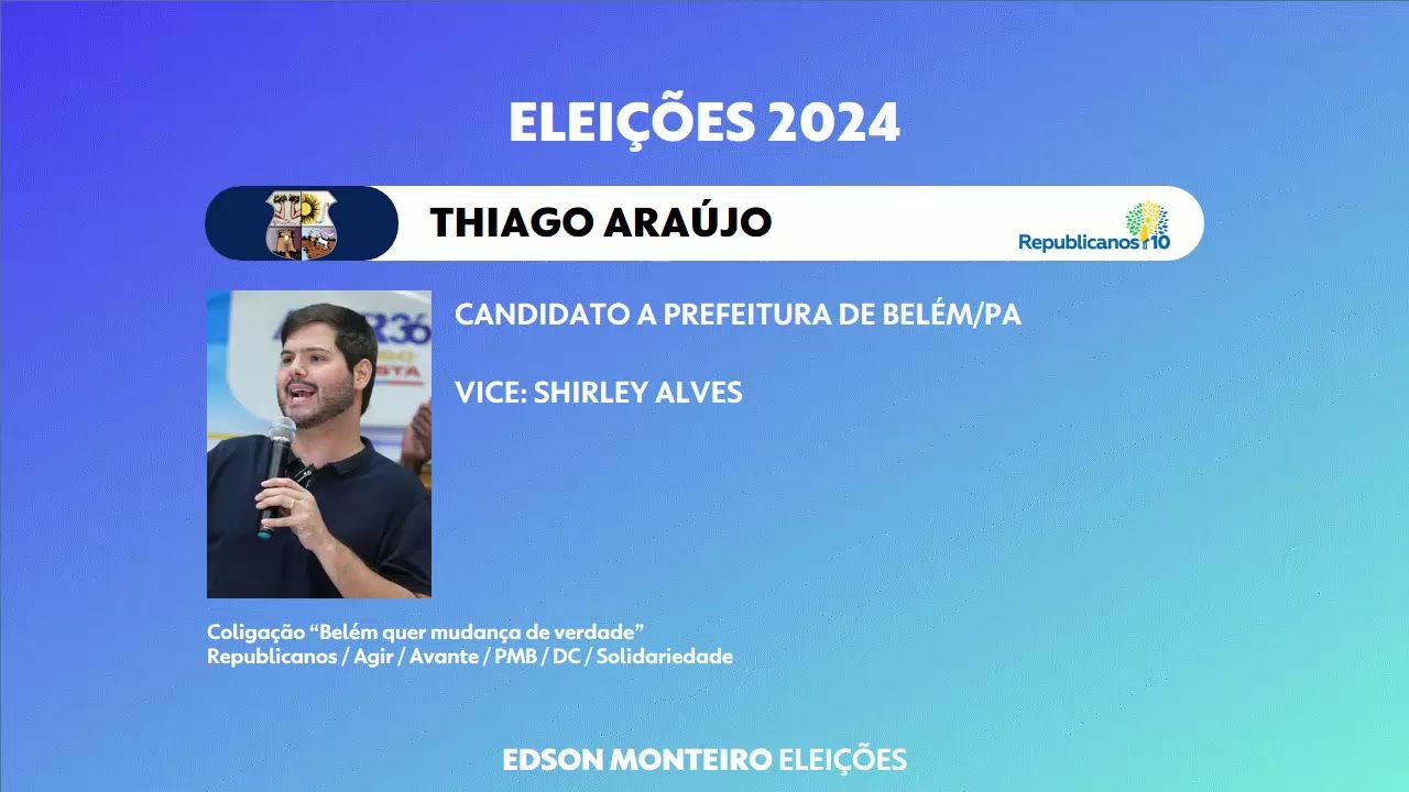 Jingle Eleições 2024: "Vem, 10" - Thiago Araújo (REP) | Prefeito Belém/PA
