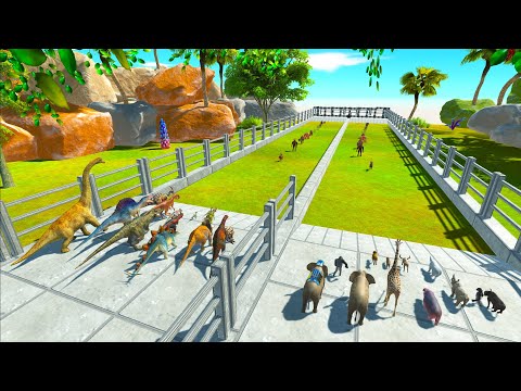 SPEED RACE DINOSAURS vs ANIMAL JUSTICE LEAGUE DEATH RUN - Animal Revolt Battle Simulator ARBS