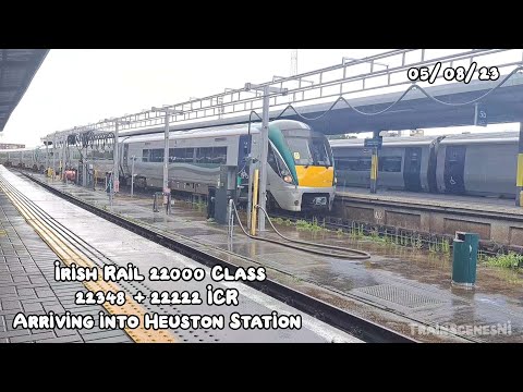 Irish Rail 22000 Class DMU 22348 + 22222 ICR Arriving into Houston Station 05/08/23