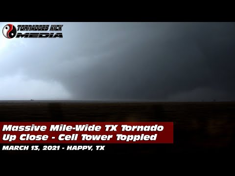 Massive Mile Wide Texas Wedge Tornado Up Close - 3/13/2021 Happy, TX