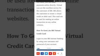 How to generate SBI virtual credit card online(vcc)- debit card