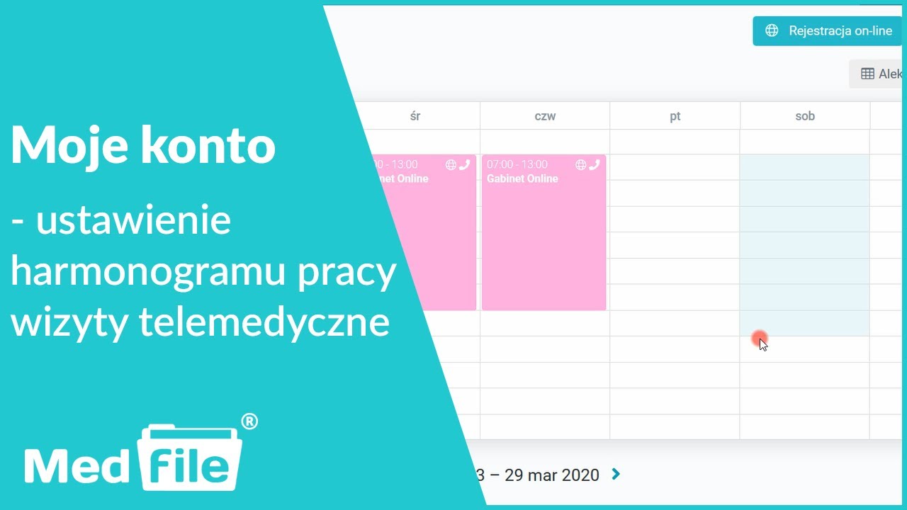 Ustawienie harmonogramu pracy, wizyty telemedyczne