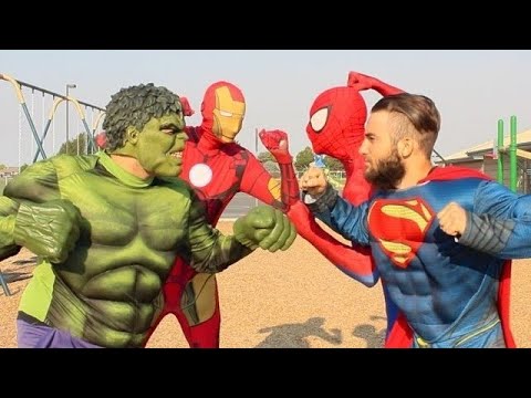 Spiderman vs Iron Man vs Superman vs Hulk In Real Life Superhero Battle!