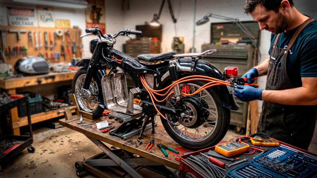 MAN TRANSFORMS an Old 1967 HONDA MOTORCYCLE Into a LUXURY ELECTRIC BIKE | Start to Finish