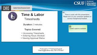 CHRS: Entering Time Worked (Timesheet)