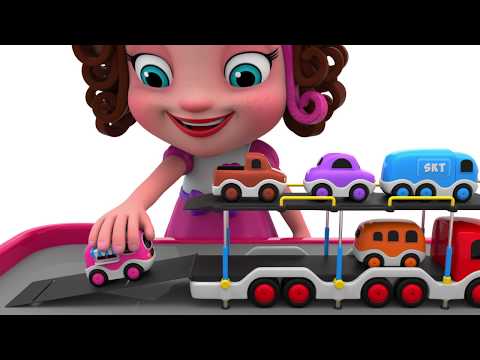Learn Colors with Truck Carrier Street Vehicles Toys - Toy Cars for Kids