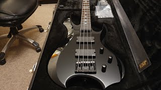 Video thumbnail for ESP Tom Araya Slayer Signature Bass Kiso Custom Shop NAMM Exhibition EMG 35DC Up Close Video Review by Essex Recording Studios