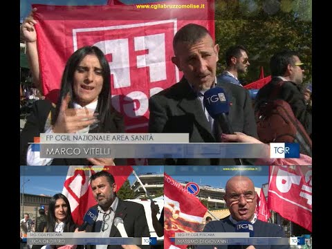 I PROBLEMI DELLA SANITA'. PRESIDIO DELLA CGIL DAVANTI ALL'OSPEDALE DI PESCARA
