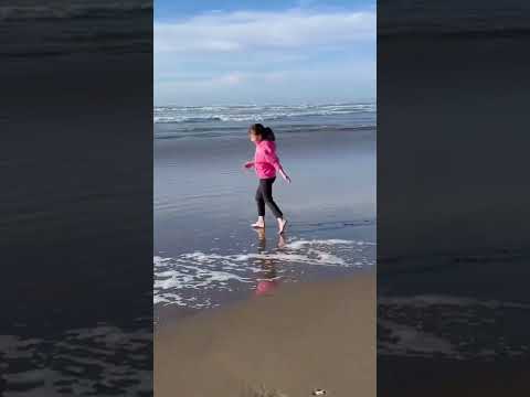 Dancing on the beach. #fun #kids #beach #ocean #january #girlsjustwannahavefun #girl #oregon #pnw