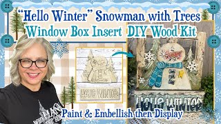 🩵❄️ Hello Winter Window Box Insert || Snowman with Pine Trees to go with Interchangeable Window Box