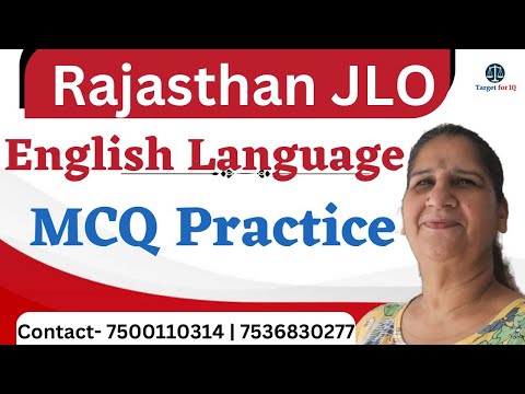 MCQ Practice || English Language || Rahasthan JLO || By Renu Vadhavan Ma'am || Target for IQ