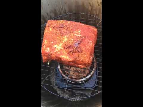 Smoked pork shoulder DIY garbage can "cold" smoker