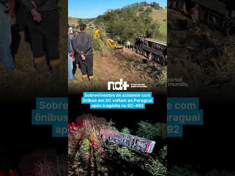 Sobreviventes de acidente com ônibus em SC voltam ao Paraguai após tragédia na SC-492