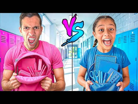 MYRIAM BUYS HER SCHOOL SUPPLIES FOR MIDDLE SCHOOL! (BLUE VS PINK) 😱