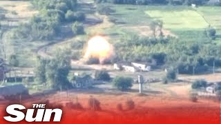 Ukrainian forces destroy Russian artillery hiding in the trees