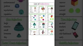List of adjectives | Describing words #grammar #english #adjectives