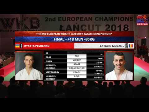 Mykyta Peshenko(Ukraine, aka) - Catalin Mocanu(Romania, shiro). Final -80kg Men. The 2nd EC WKB