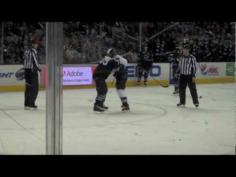 Ryane Clowe Fight vs. Daniel Winnik - Sharks vs. Avalanche - 12/15/11