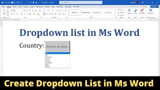 How to create and edit drop down list in Ms Word [2023]