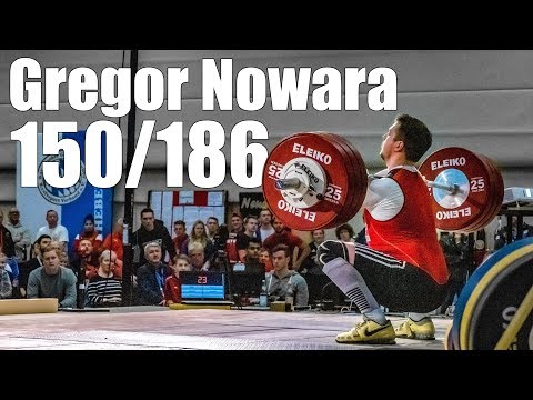 Gregor Nowara (94kg) 150kg Snatch 186kg Clean and Jerk - 2018 German Championship