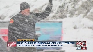 Wild weather causes 58 closure in Tehachapi