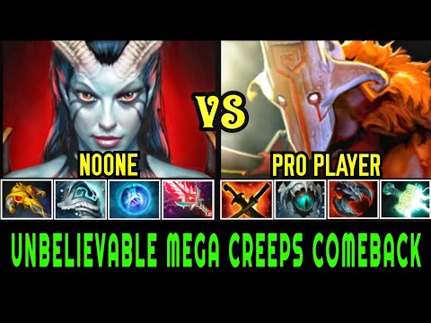 Noone [Queen Of Pain] VS Pro [Juggernaut] Unbelievable Mega Creeps Comeback 7.22 Dota 2