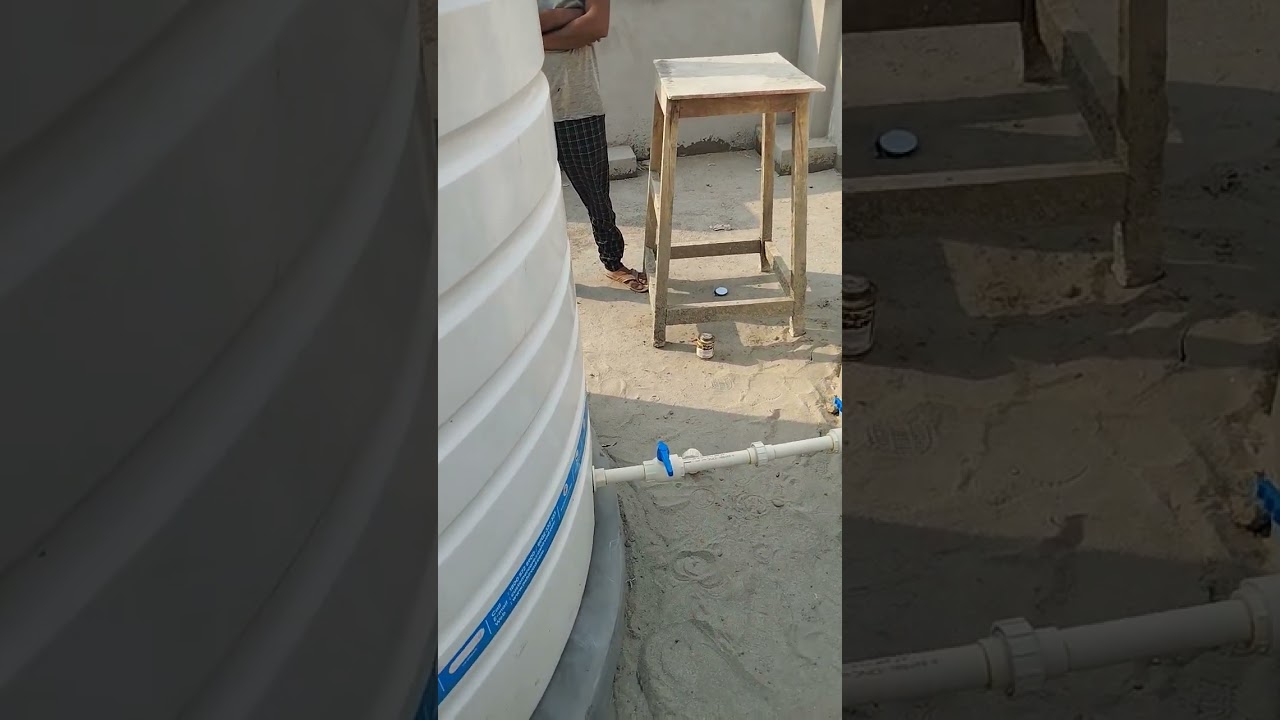 5000 litre 2 water tank plumbing work interconnected pipes #plumbing #watertank #youtubeshorts