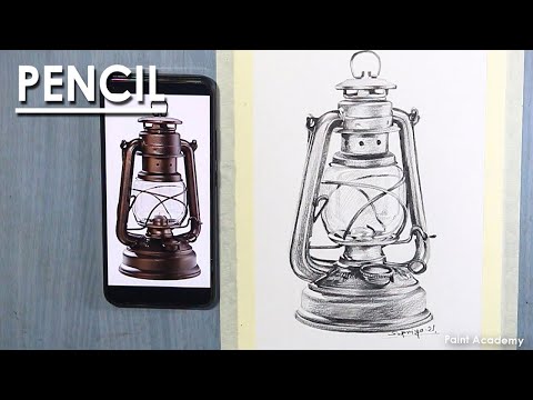 How to Draw Old Lantern in Pencil | Hurricane Lamp drawing | steps to follow