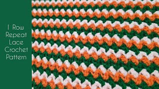 1 Row Repeat Lace Crochet Pattern | Crochet Stitches | Crochet Blanket Scarf Cardigan Idea