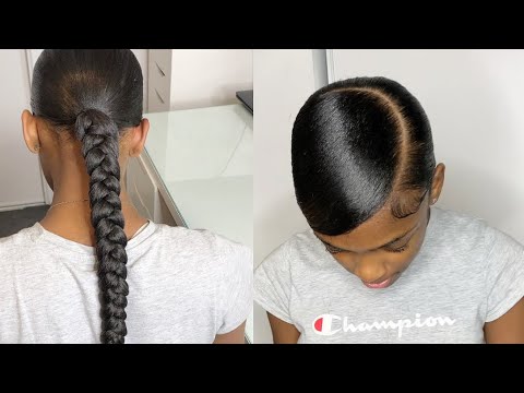 Low side swoop braided ponytail | tutorial