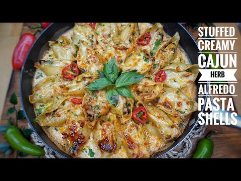 STUFFED CREAMY CAJUN HERB ALFREDO PASTA SHELLS 