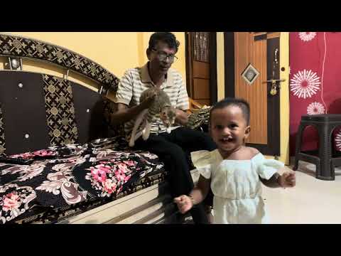 #cutebaby Appa and Karunya playing with Cat #cat 6 7 25