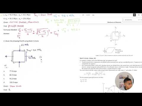 FE Review - Mechanics of Materials - Combined stresses, principal stresses, and Mohr's circle