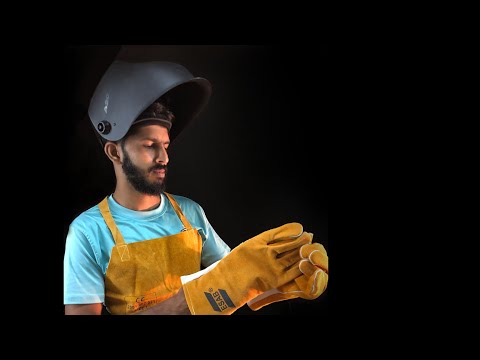 Leather(buff/split/chrome) yellow esab welding gloves