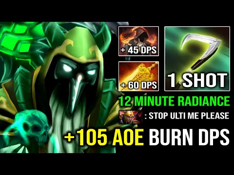 WTF 12MIN RADIANCE +105 AoE Burn DPS Necrophos Instant 1 Shot with Super Tank HP Regen Dota 2
