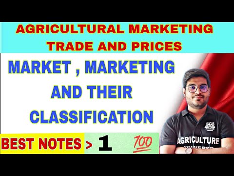 What is Market Marketing and their classification agricultural marketing trade and prices