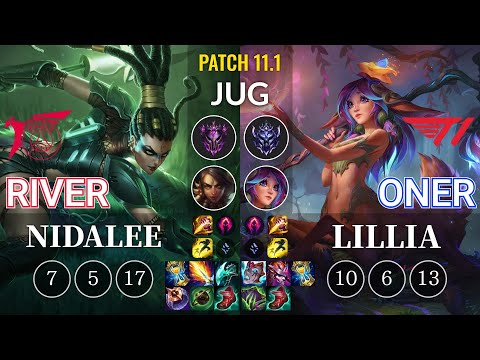 TLN River Nidalee vs T1 Oner Lillia Jungle - KR Patch 11.1
