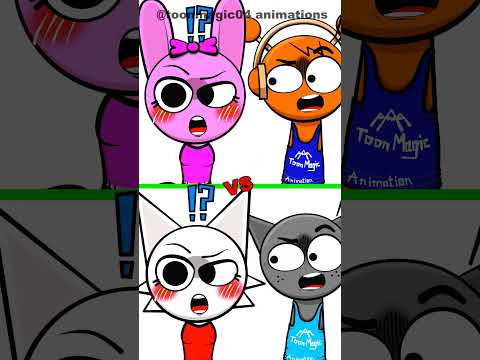 🤍🩶Wenda & Gray and 🩷🧡Pinki & Oren couples clash.🔥😱 #sprunki #animation #funny