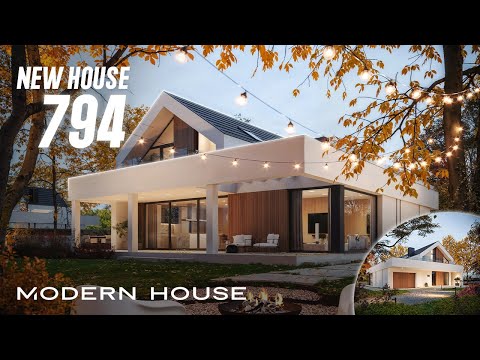 Projekt domu z poddaszem, duża strefą dzienną i garażem w bryle - NewHouse 794