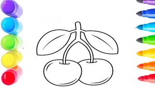 How To Draw cute cheery Drawing, Painting & Coloring For Kids and Toddlers -child Art 